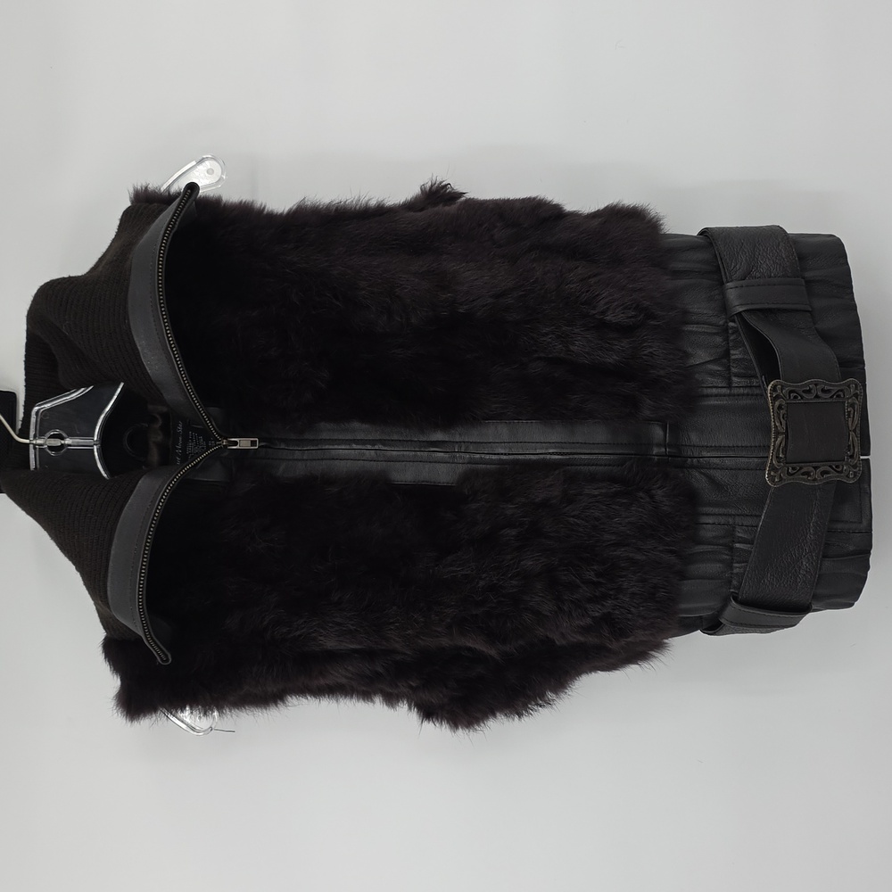 Heart Moon Star Brown Fur Vest Size M